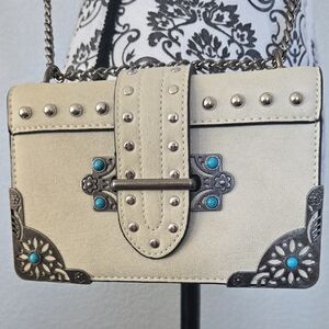 VENUS Cream Crossbody Bag with Turquoise Accents
